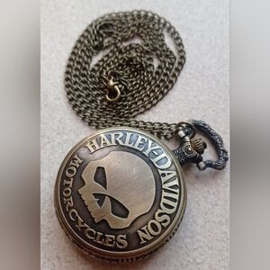 New Harley Davidson Willie G Biker Skull Bronze Color Quartz Pocket Watch